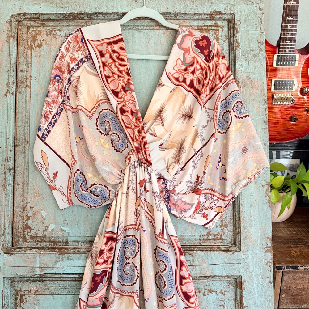 Bohemian Paisley Slip On Maxi Dress - Picture 3 of 13